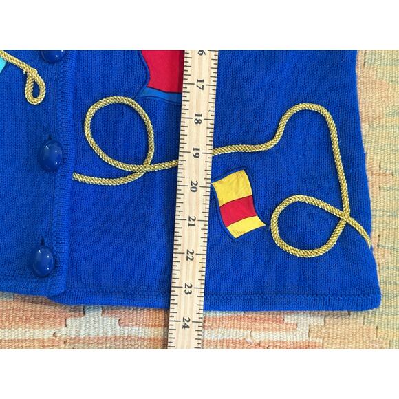 Anne Crimmins for UMI Collections Royal Blue Cardigan Womens M Hong Kong 1980s - Picture 11 of 12